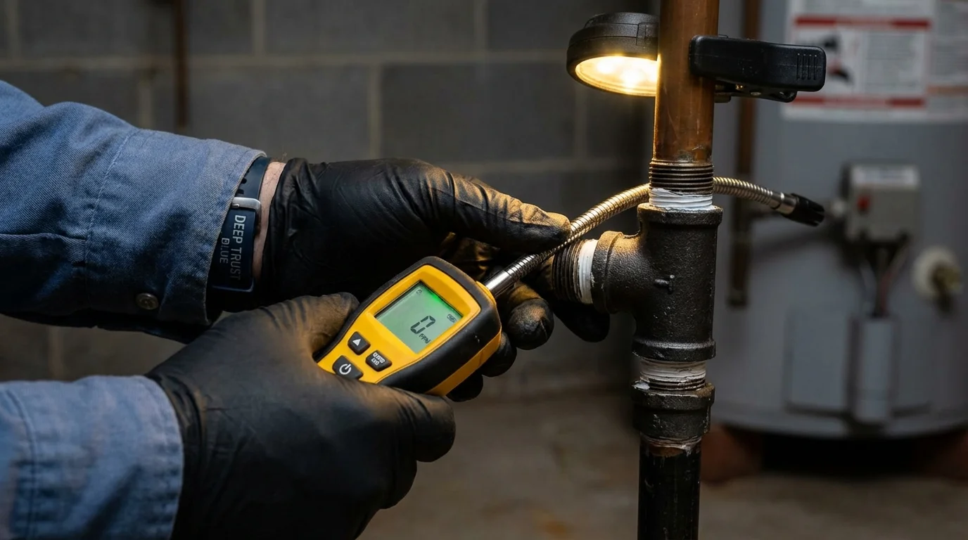 Gas leak detection with electronic sniffer by Johns Plumbing LLC in Clint